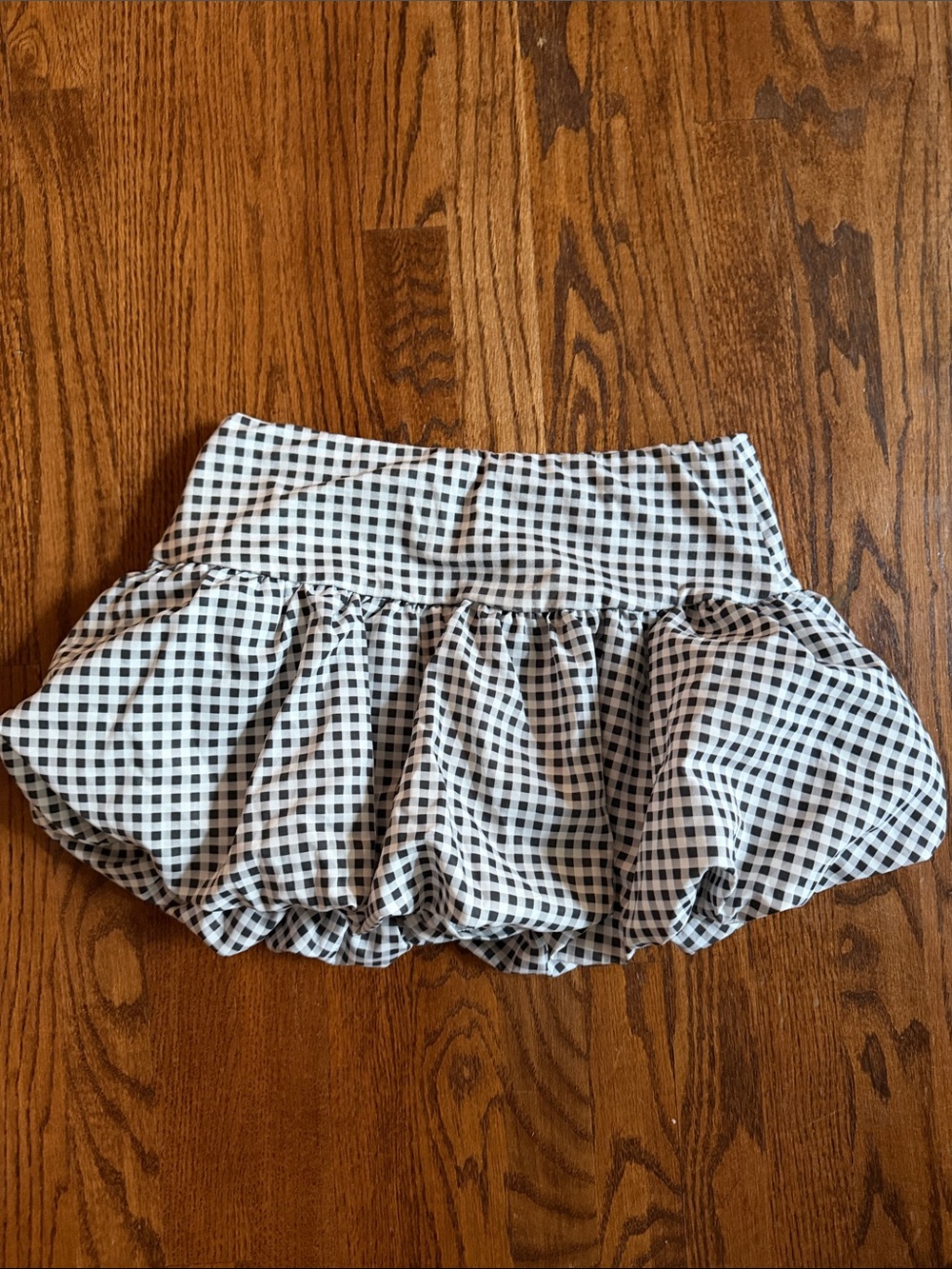 Girls Black and White Gingham Bubble Skirt